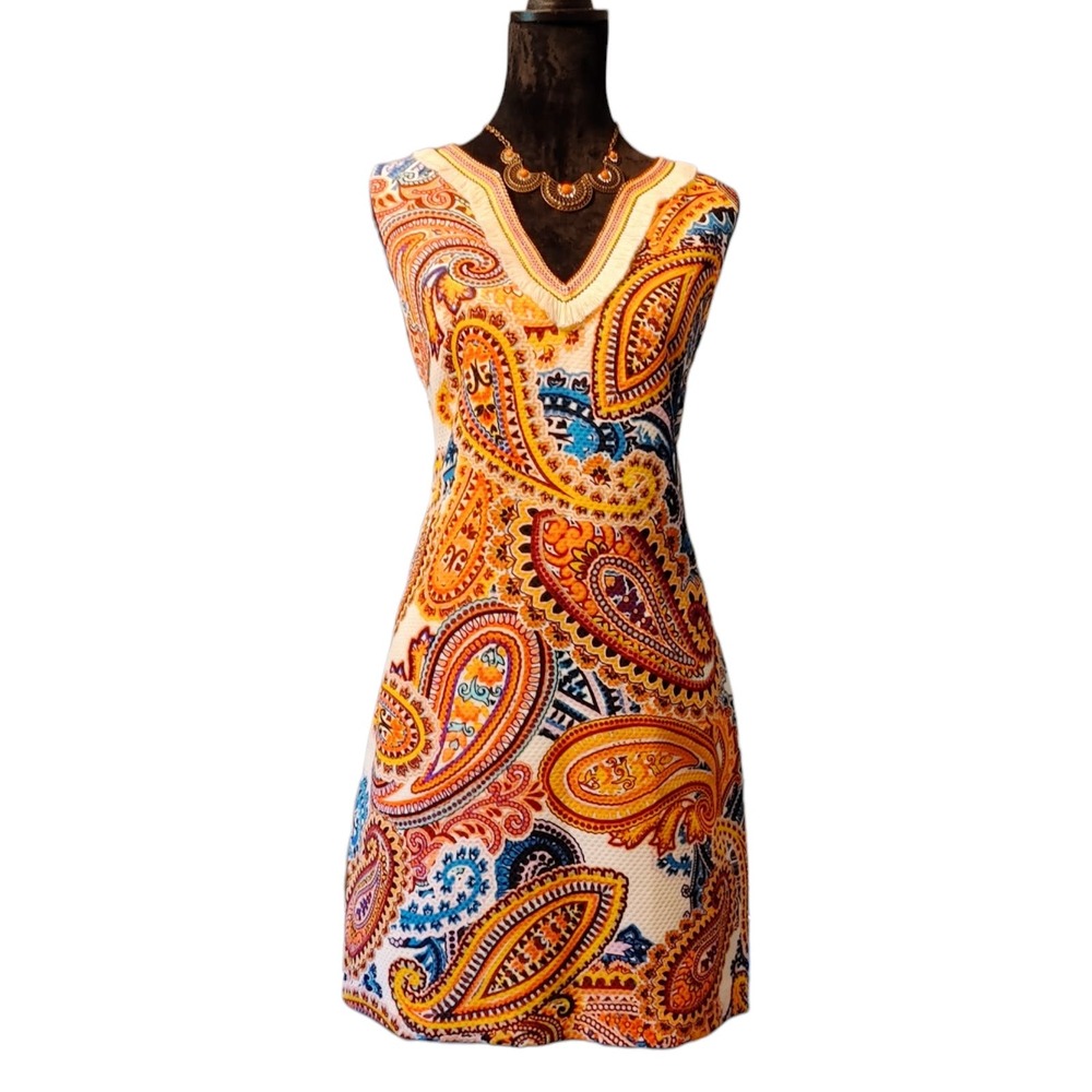 EUC Laundry by Shelli Segal LA, Paisley Dress Size 10 includes accessory.